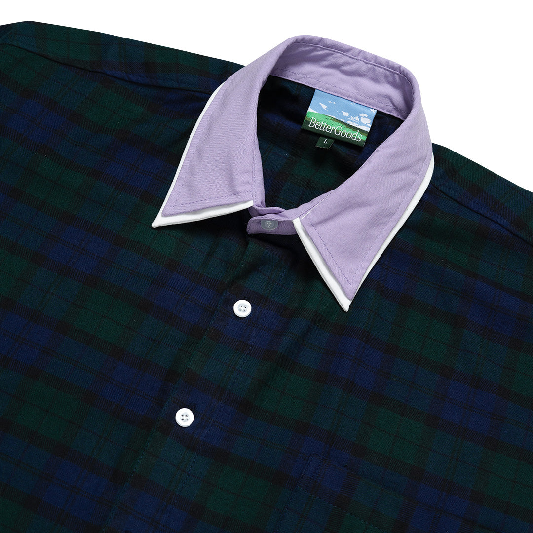 Contrast Shirt Plaid Green