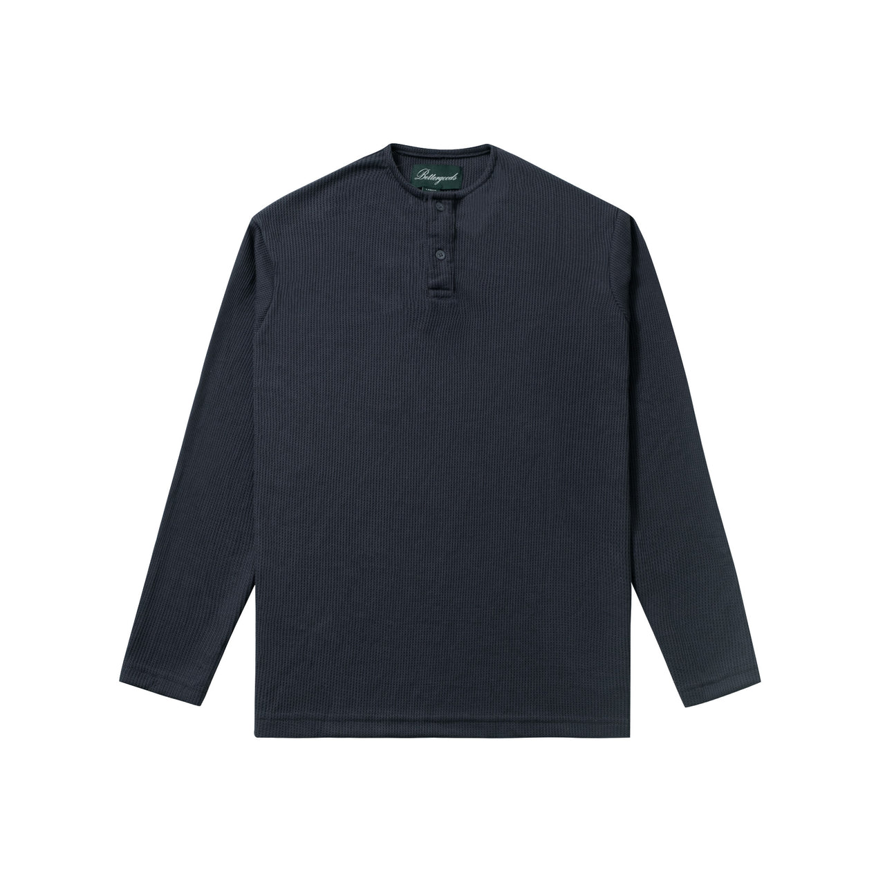 Better Goods - Kaos Rajut Pria Henley Waffle Longsleeve Charcoal