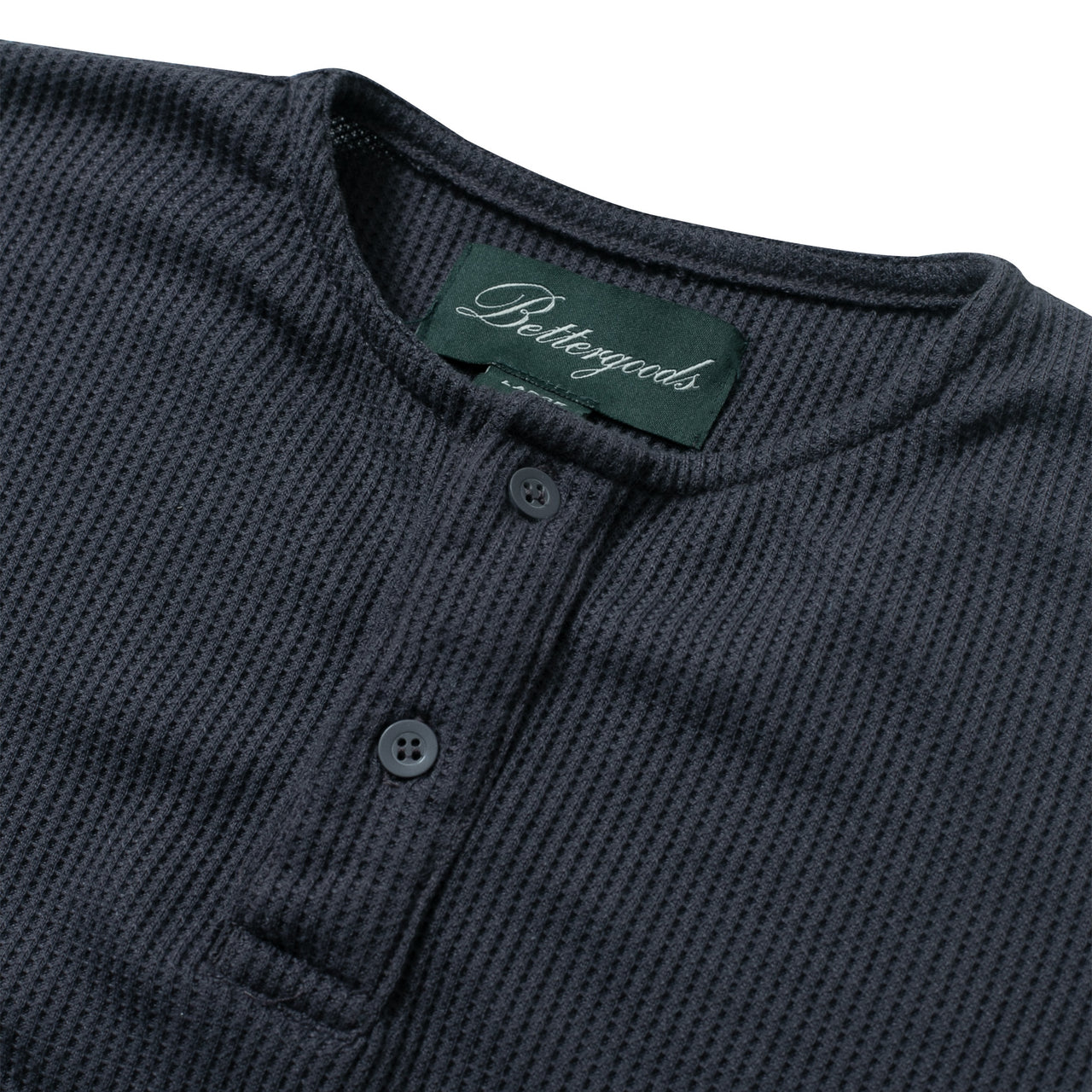 Better Goods - Kaos Rajut Pria Henley Waffle Longsleeve Charcoal