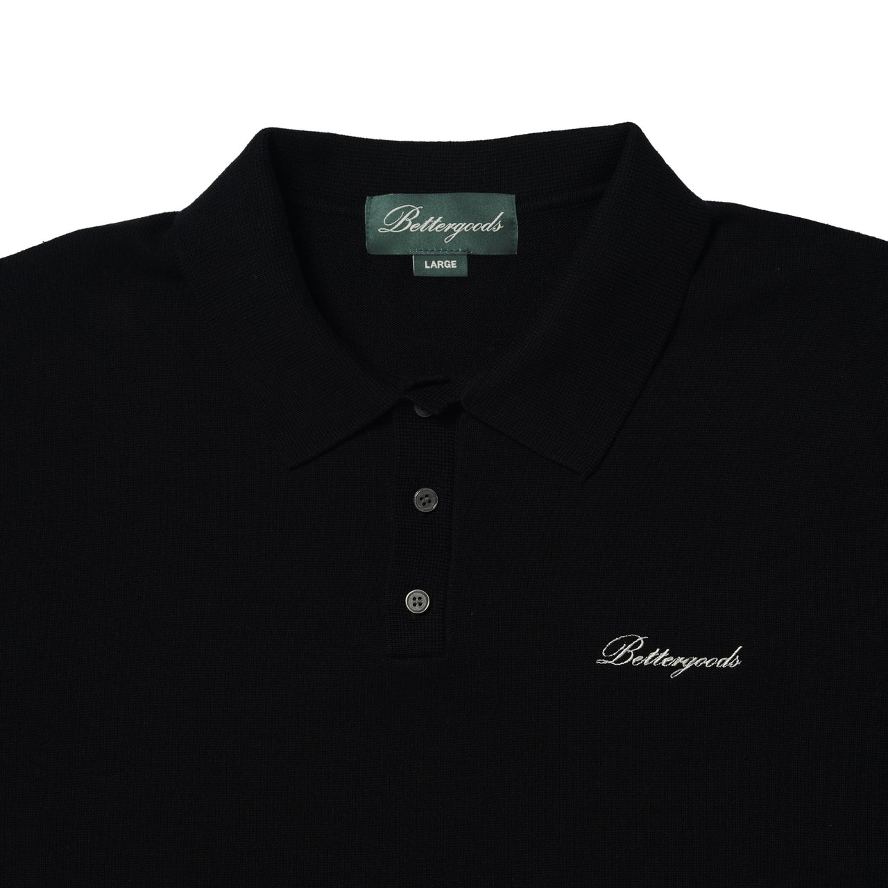 Basic Knitted Polo Shirt Black