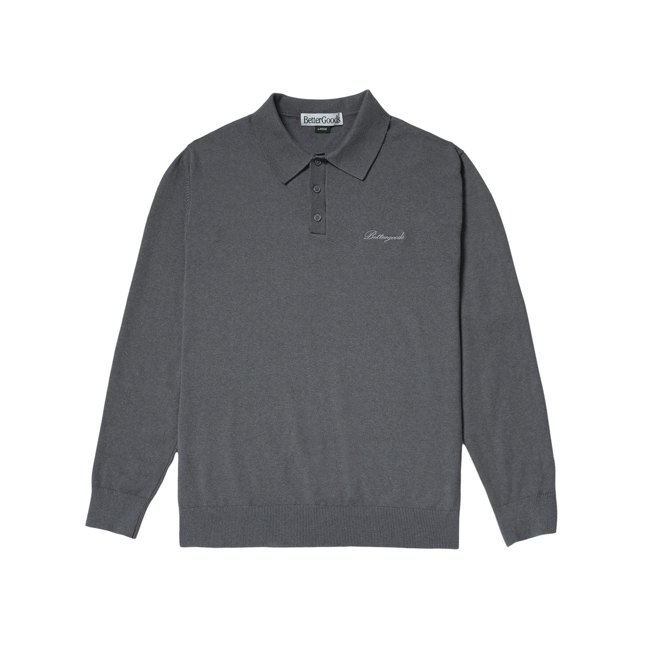 Basic Knitted Polo Shirt Grey