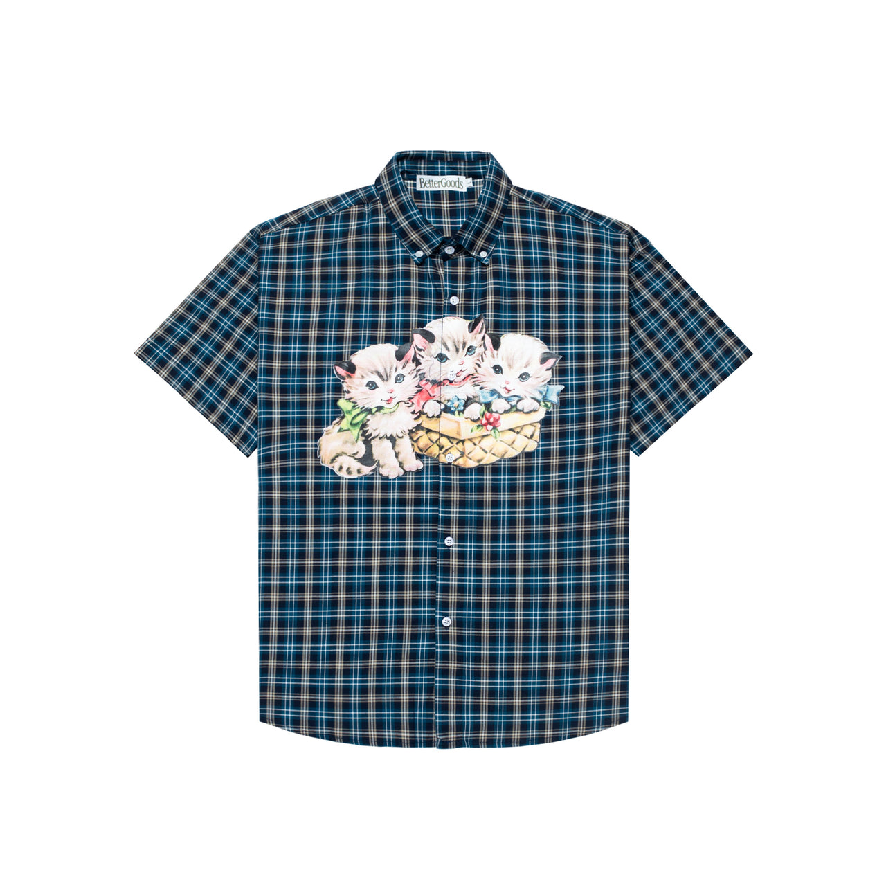 Plaid Kittens Shirt Green