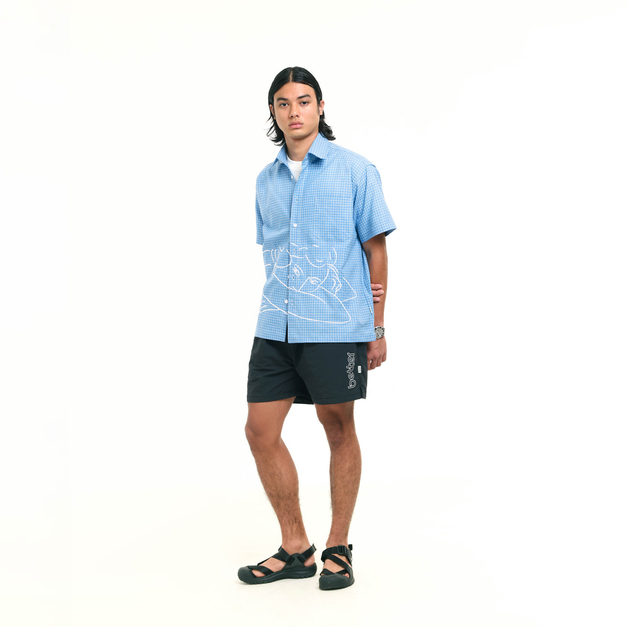 Better Goods - Lay Gingham Short Sleeve Shirt Blue