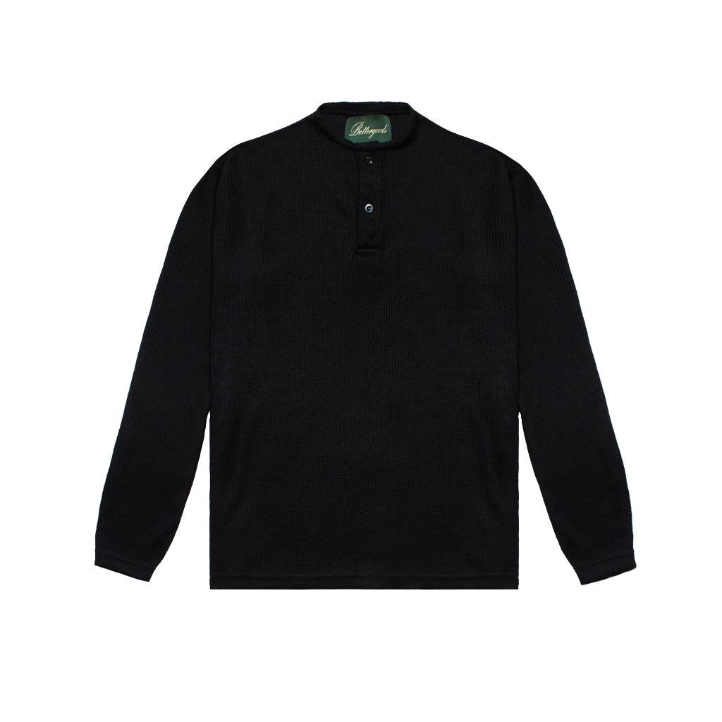 Henley Waffle Longsleeve Black